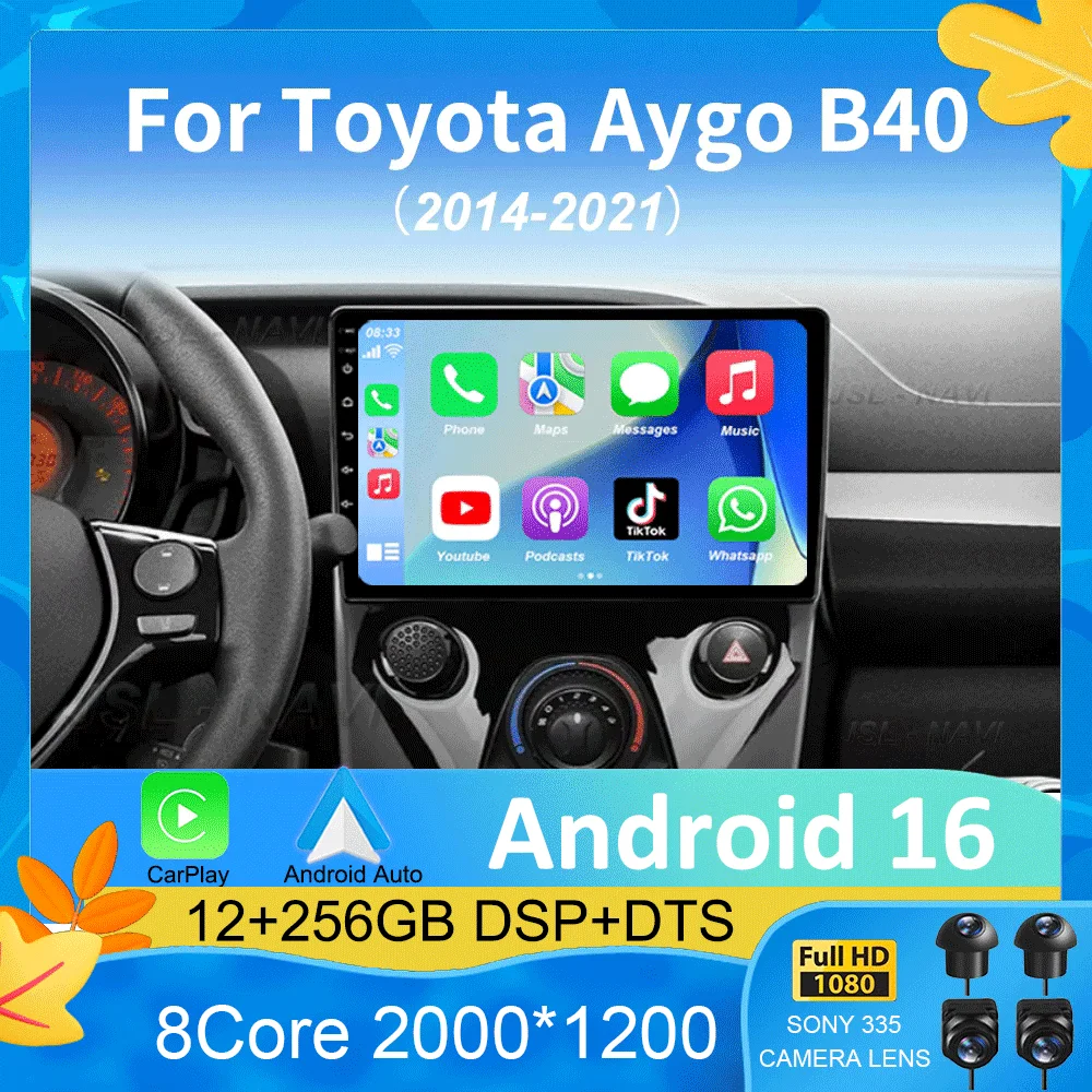 

Автомагнитола Android 16 для Peugeot 108, Toyota Aygo B40 2014-2021, навигация GPS, 4G, BT, Wi-Fi, мультимедиа, видео, CarPlay