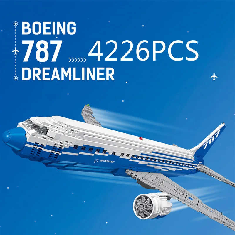 

City Modern Vehicle Boeing 787 Aviation Aircraft Building Block Dream Airplane Model Figures Construction Brick Toy Collection