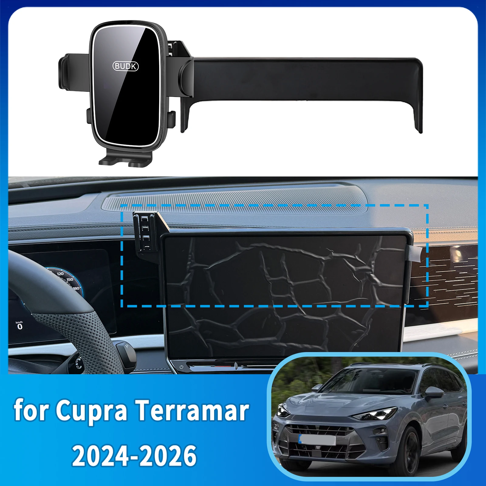 

Mobile Phone Holder fit for Cupra Terramar 2024 2025 2026 12.9" inch 5H Facelift Navigation Stand Auto Accessories GPS Bracket