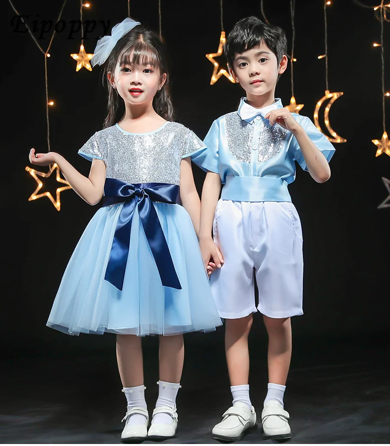 

Children's Choir Performance Clothing for Children's Day of Boys and Girls, Shining Pieces, Pengpeng Skirt, holographic