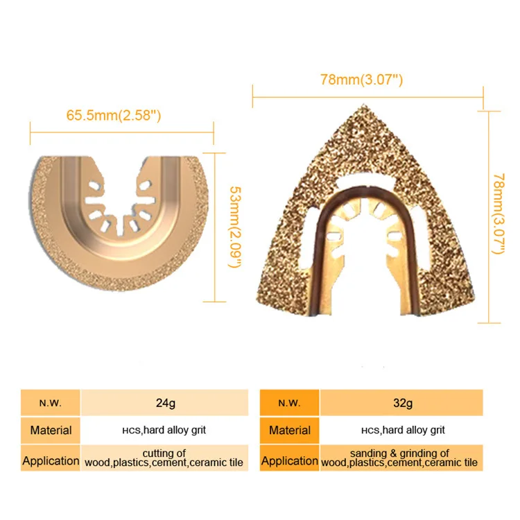 6Pcs Carbide Oscillating Multi Tool Blades Quick Release Saw Blades Suitable for Dewalt Makita Bosch Milwaukee Ryobi Craftsman