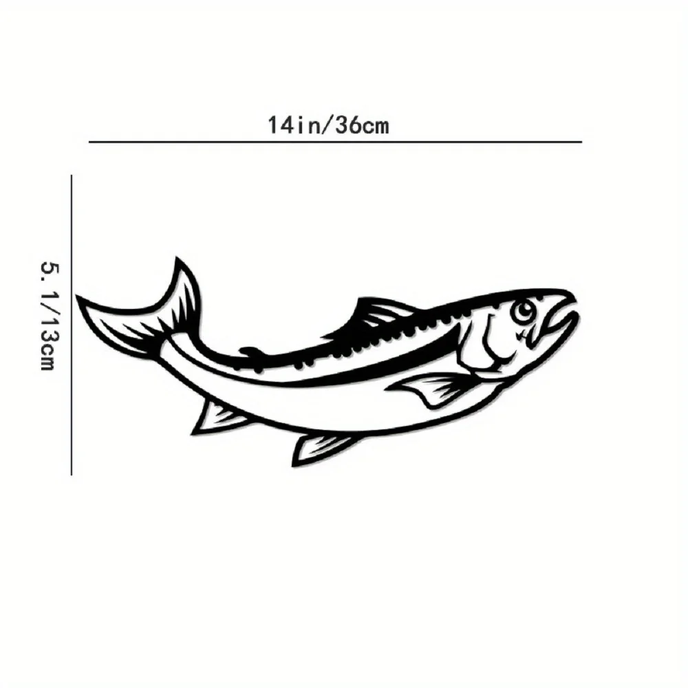 CIFbuy Jumping Salmon Bass Fish Iron Metal Wall Sculpture Stylish Fish Themed Hanging Decorative Accent For Home Furnishing
