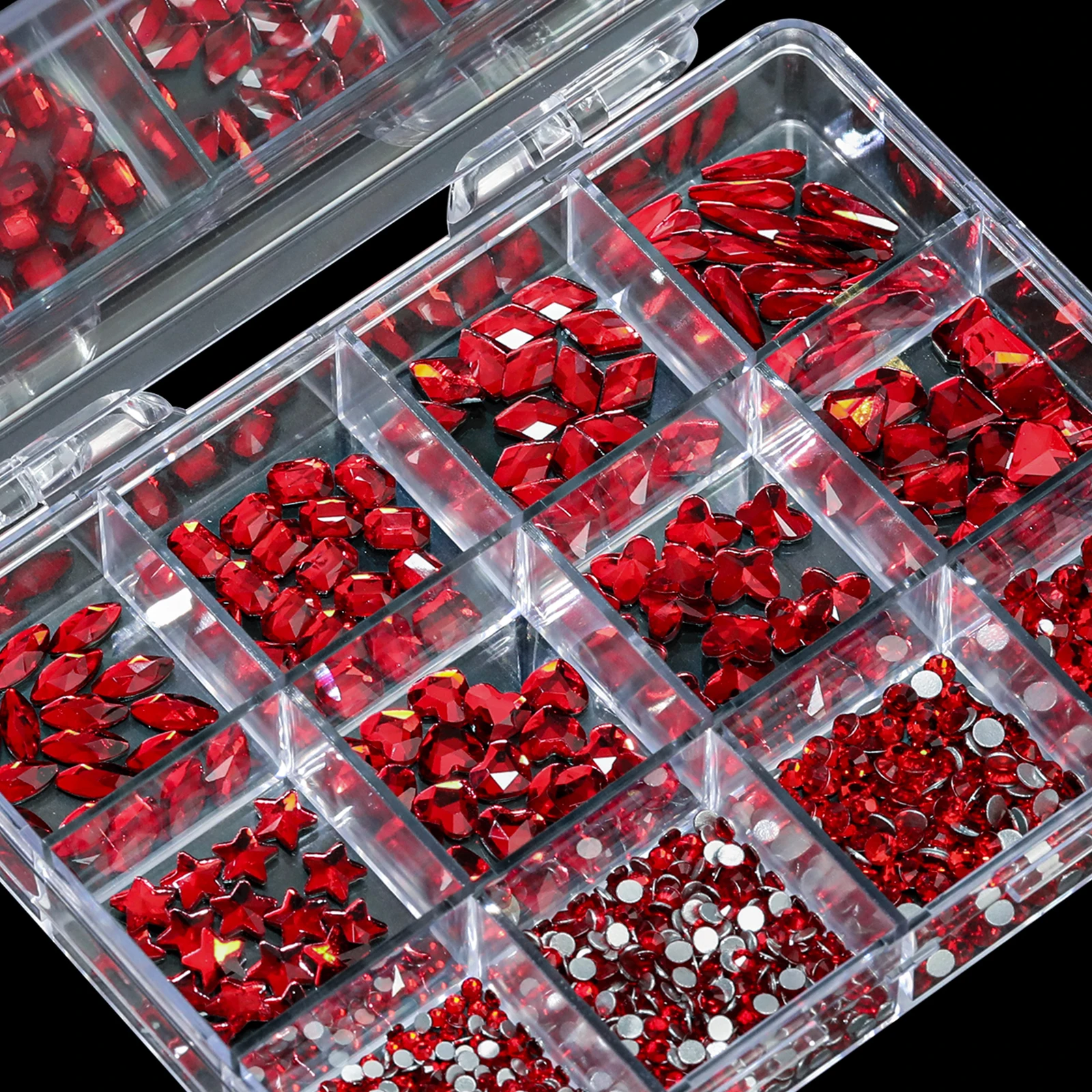 12 rejillas 3D de aleación para uñas, joyería con diamantes de imitación, dijes, joyería de cristal con forma de corazón, suministros de piedras para uñas, accesorios de manicura para uñas Ar