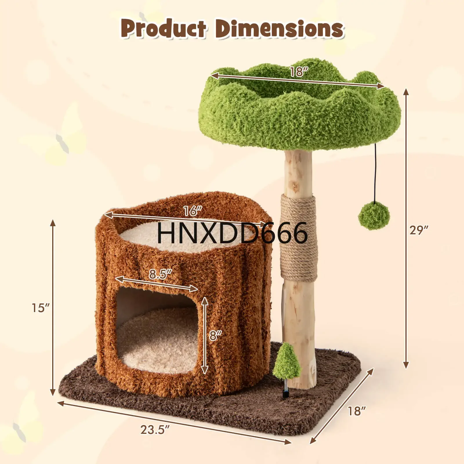 Multifunctional Cat Tree w/ Sisal Covered Scratching Posts Top Perch Modern