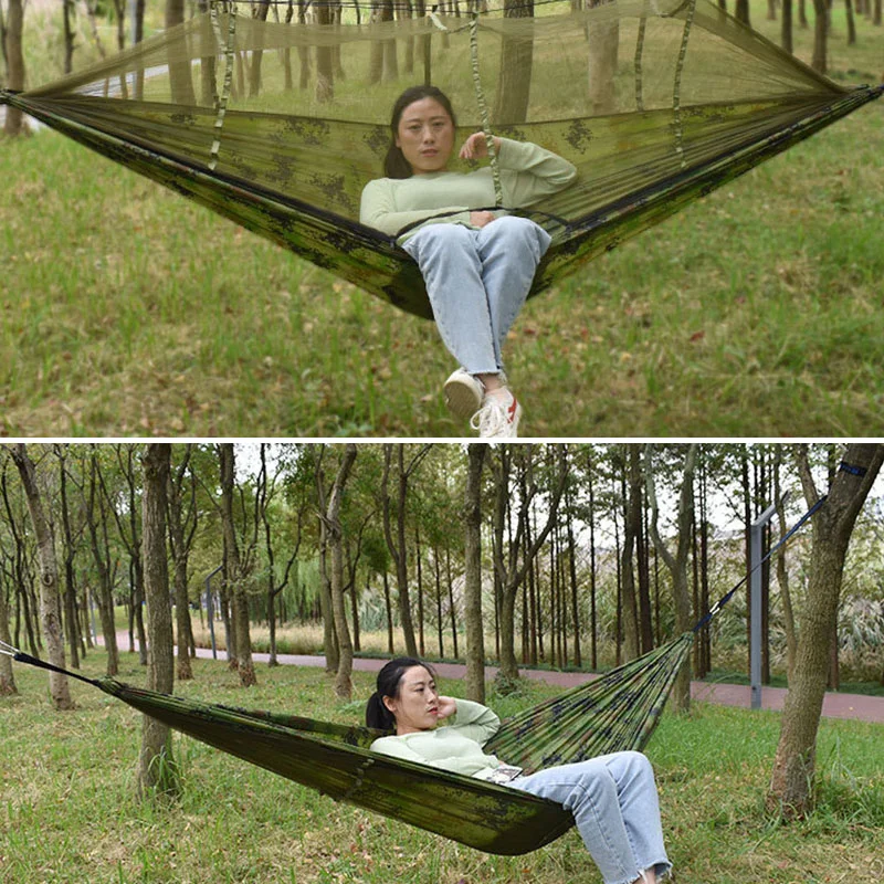 Hamaca con mosquitera para acampar al aire libre, cama colgante portátil para 1-2 personas, muebles para actividades al aire libre, Camping