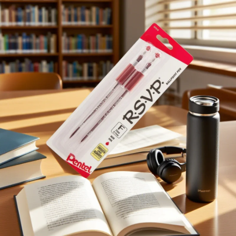 0.7mm Ballpoint Pens - 2 Fine Tip Design Clear Writing in Red