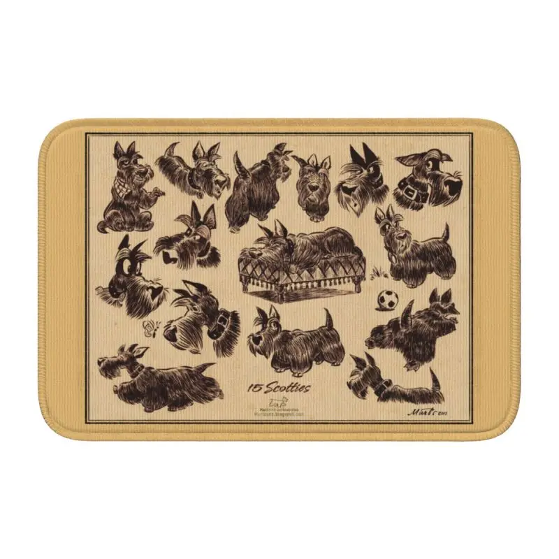 Personalized Vintage Scottie Dog Doormat Mat Anti-Slip Scottish Terrier Bath Kitchen Garden Room Welcome Rug Carpet Footpad