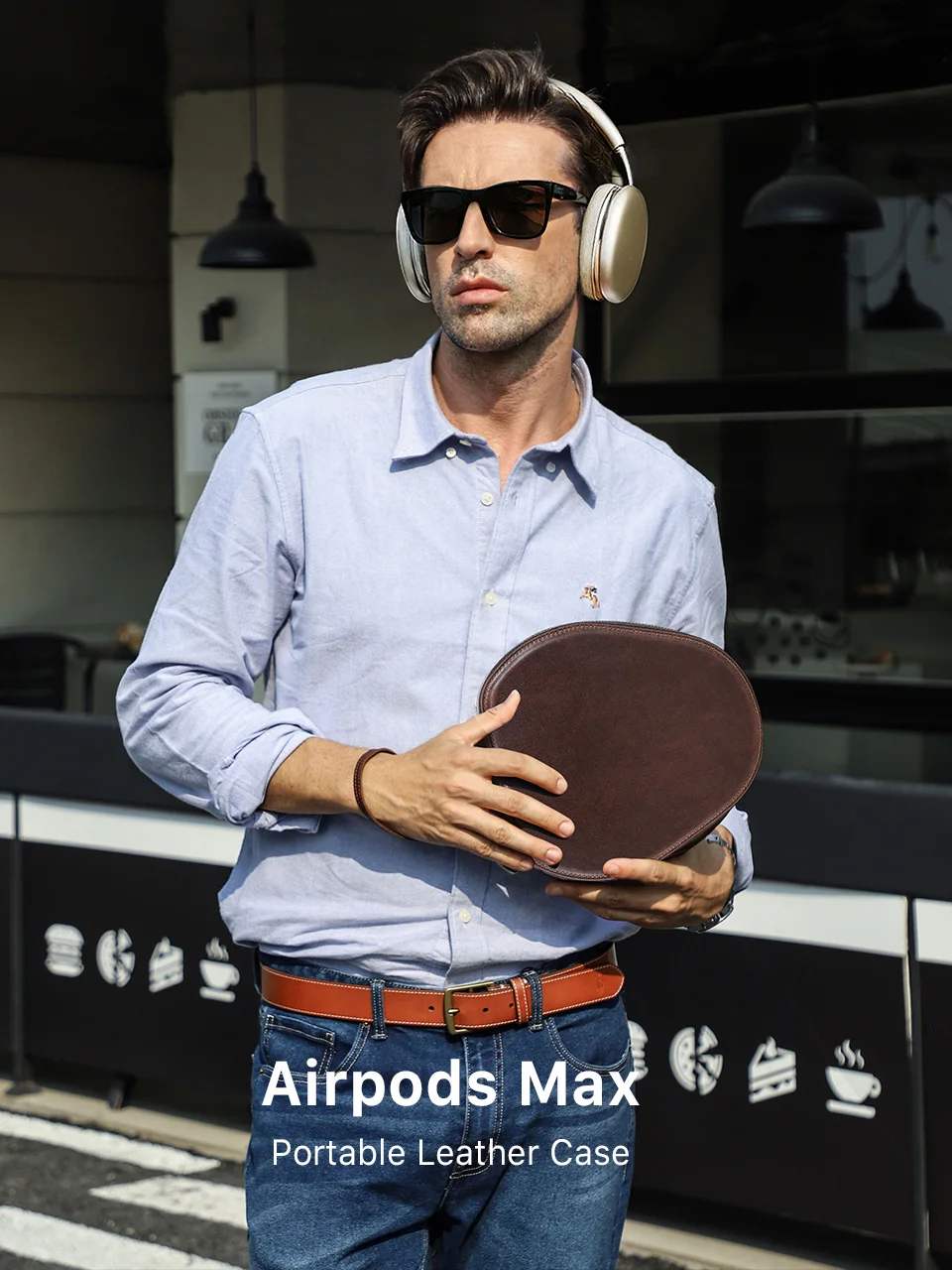 Echtledertasche für Apple AirPods Max SONY WH1000 XM4 XM5 XM6 Kopfhörer, Reise-Tragetasche, Schutzhülle, Aufbewahrungsbox – Detail 3