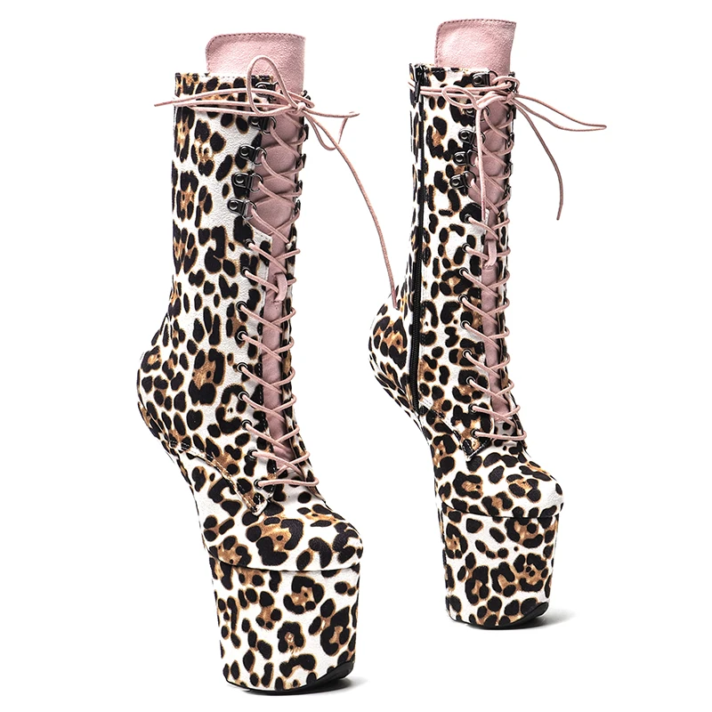 

Leecabe Leopard Upper Boots Platform Sexy Exotic heelless pole dance shoes