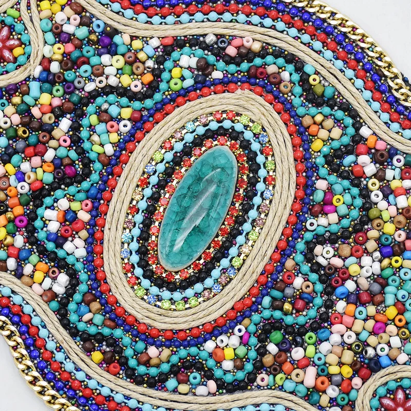 Boho Ethnic Colorful Bead Women's Belt Elegant Luxury Design Dresses Accessories Retro Wide Waistband Gypsy African Body Jewelry