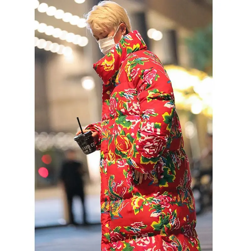 

Куртки с длинными рукавами на хлопковой подкладке для мужчин и женщин, очень теплые, морозостойкие, большие, в китайском стиле, с большими цветочными узорами, северо-восточные