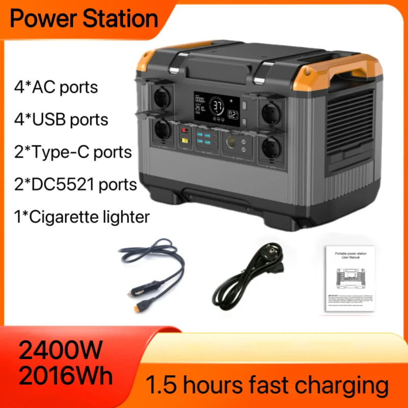 Estação de energia portátil 2400W 2016Wh, gerador externo de carga rápida de 1,5H com carr