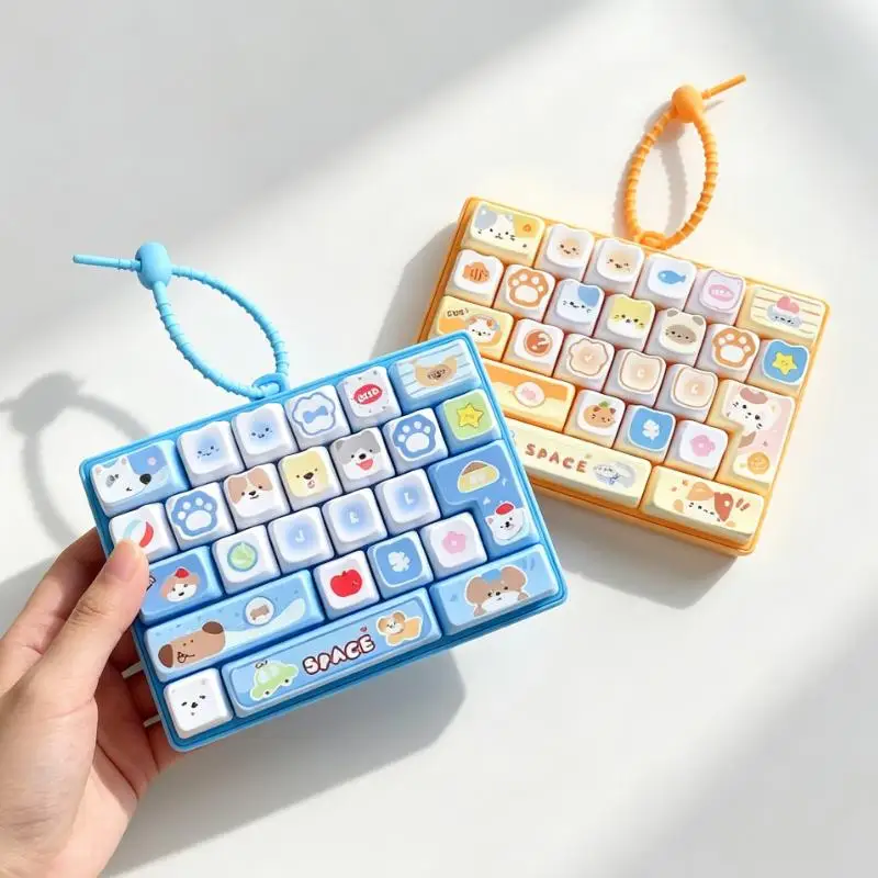 Cute Cartoon Animal Mini Keyboard Clicker Fidget Keychain Portable Stress Relief Button Toy for Outdoor Travel Use