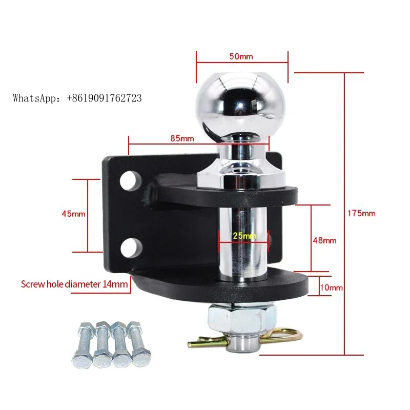 

ZAIQU Caravan Trailer Hitch Accessories 50mm Steel Ball Mount Tow Hook Direct Insertion Type Towing Hitch for Trailer RV Refit P