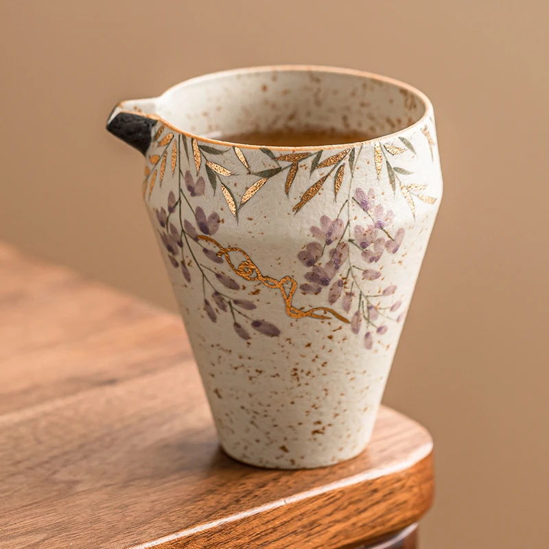 

Jisu синий и белый Firestone Red Fair Cup Керамический разделитель чая и моря Золотой рисунок Фиолетовый цветок виноградной лозы Общественная чашка