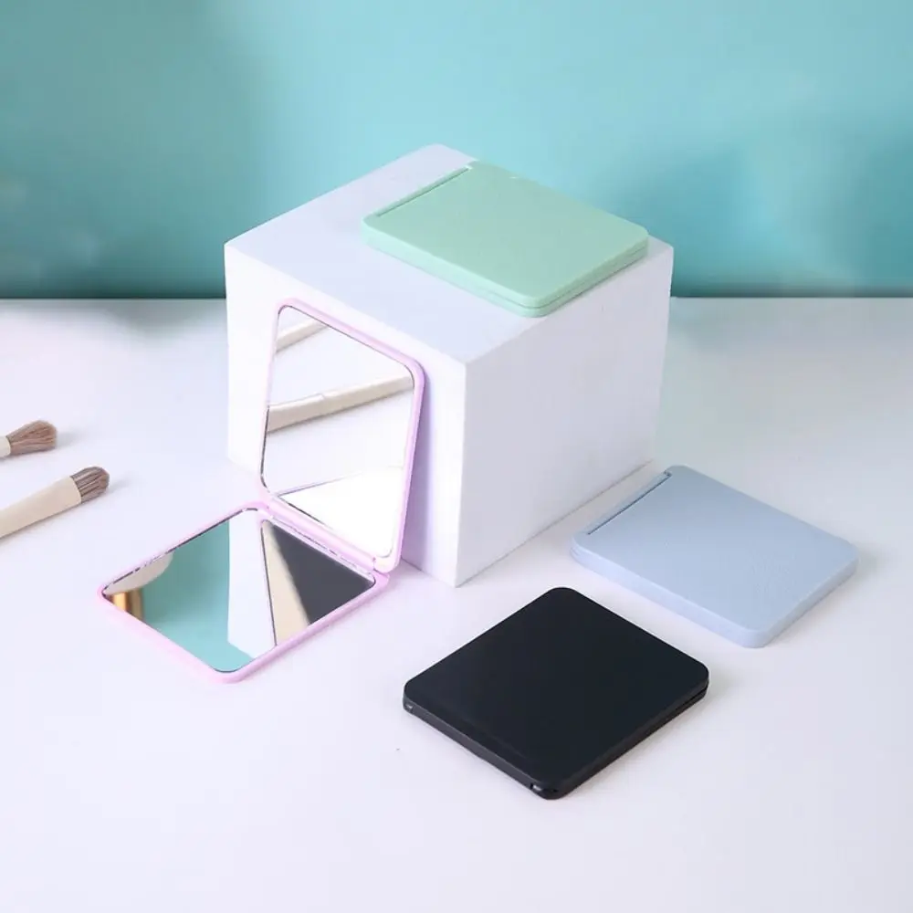 Portable High Definition Folding Square Mirror Solid Color Mini Double-sided Flip Mirror INS Pocket Cosmetic Mirror Study