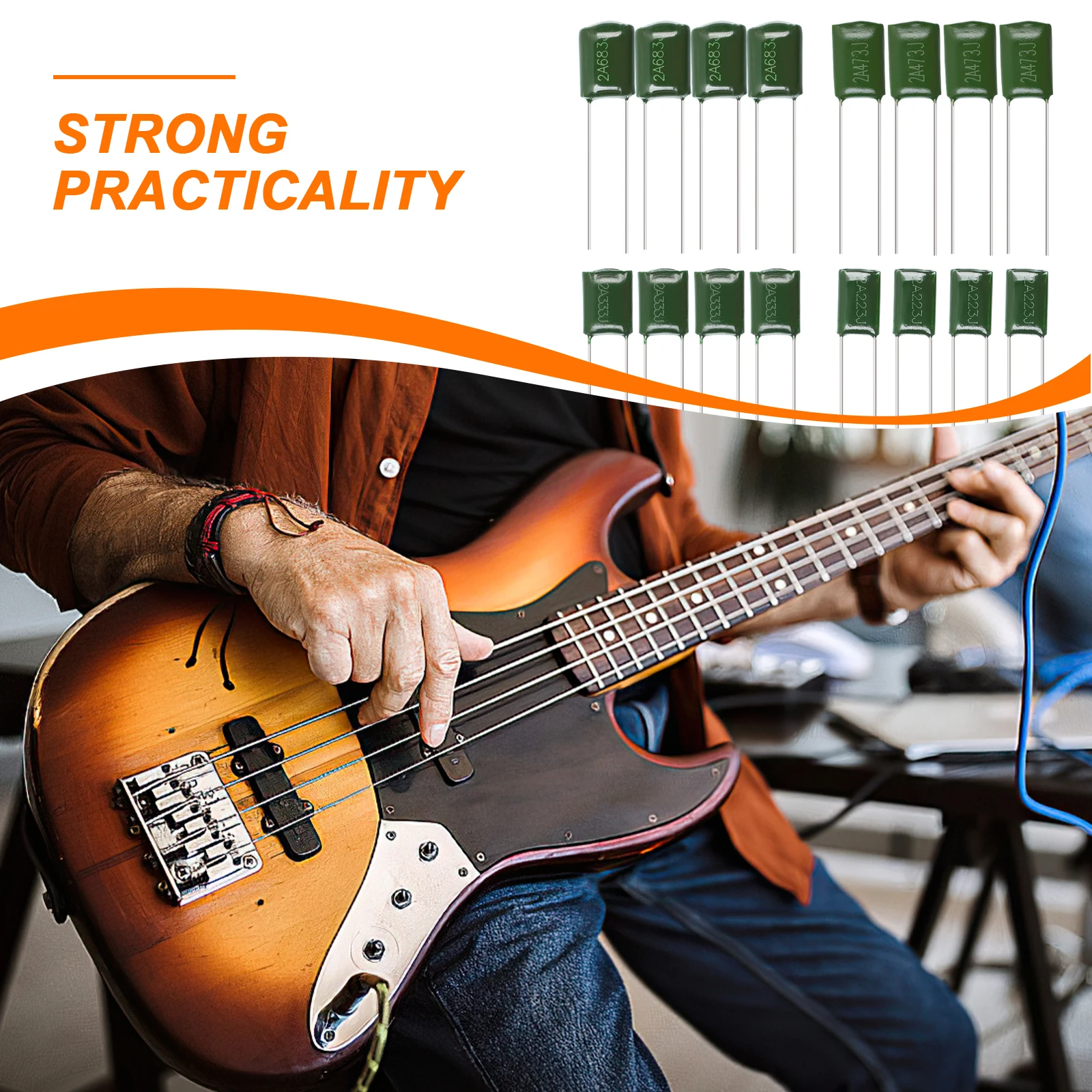 

16Pcs Guitar Tone Capacitors Easy Install Replacement Parts for Electric Bass Guitar Accessories Copper Capacitor