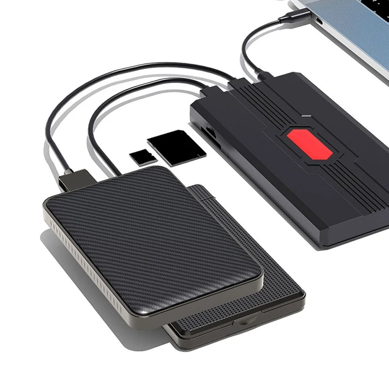 Boîtier de disque dur SSD noir USB 3.0 de type C, pour carte TF SD, 1 ensemble