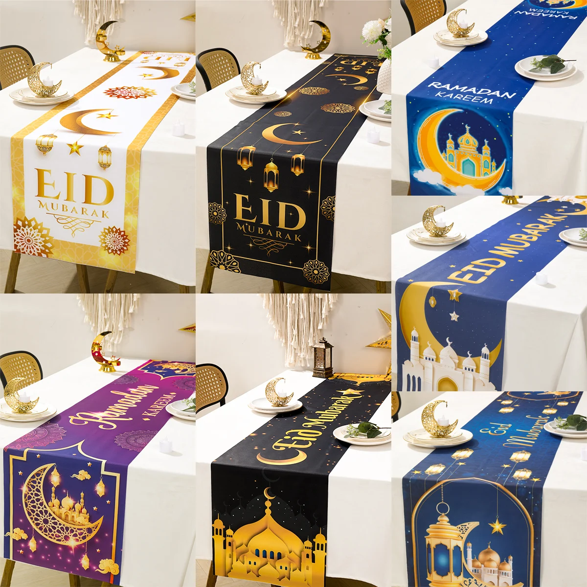 Runner da tavolo Eid Mubarak Eid Ramadan Decorazione 2025 per la casa Decorazioni per feste musulmane islamiche Mubarak Ramadan Happy EID Al Adha Regalo