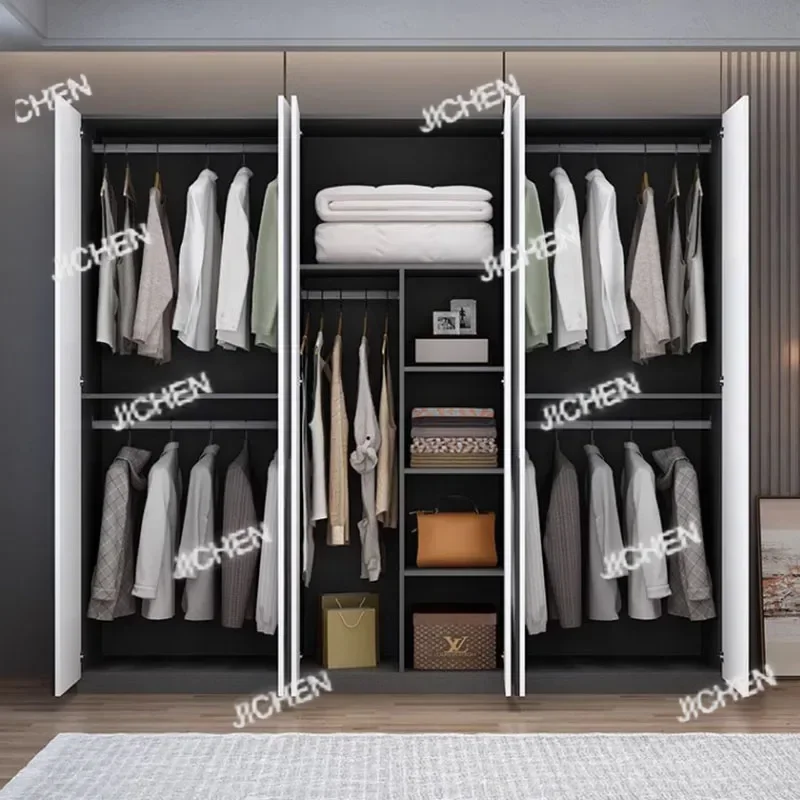 JC خزانة تخزين خشبية سوداء الملابس الفاخرة الحديثة المنظم خزانة الشمال متعددة الوظائف Ropero Armables أثاث غرفة نوم #3