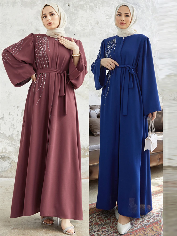 

Ramadan Eid Dubai Elegant Abaya Kebaya Islam Muslim Kaftan Modest Dress For Women Robe Musulmane Caftan Marocain Femme Vestidos