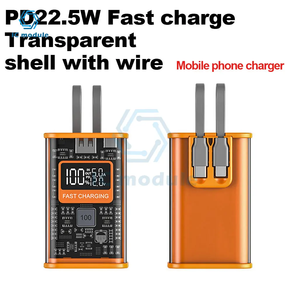 DIY Power Bank 21700 Battery Charger Case PD 22.5 W Fast Charging Case 10000mAh Polymer Battery Charging Power Bank Box