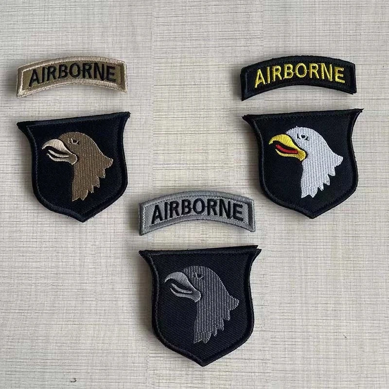 II wojna światowa US spadochroniarz 101st AIRBORNE opaska na ramię naszywka haftowany znak aplikacja na ramię, taktyczna wojskowa naszywki z haczykiem i pętelką