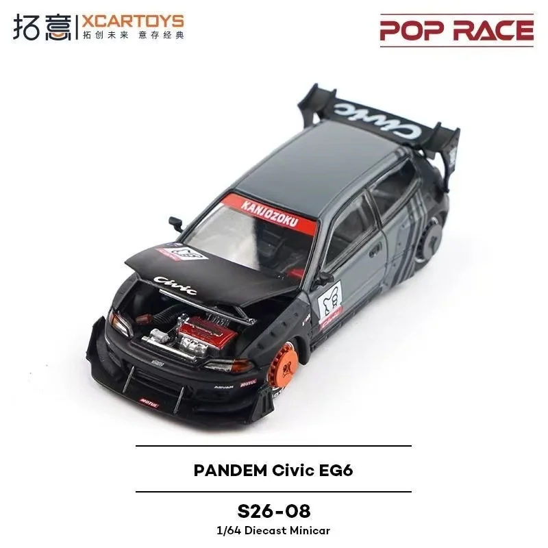 

POPRACE 1/64 Scale Model Car S26-08 Honda Civic EG6 PANDEM Civic EG6 Alloy Model Car