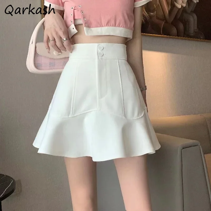 Trumpet Mini Skirts Women S-3XL Summer High Waist Simple Students Chic Casual Hotsweet Classic Fashion Tender Ruffles Ulzzang