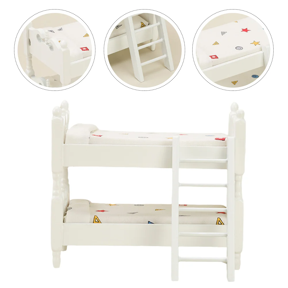 

House Mini Furniture Toy Decoration Accessories Bedroom Bunk Model Wood Prop Playset