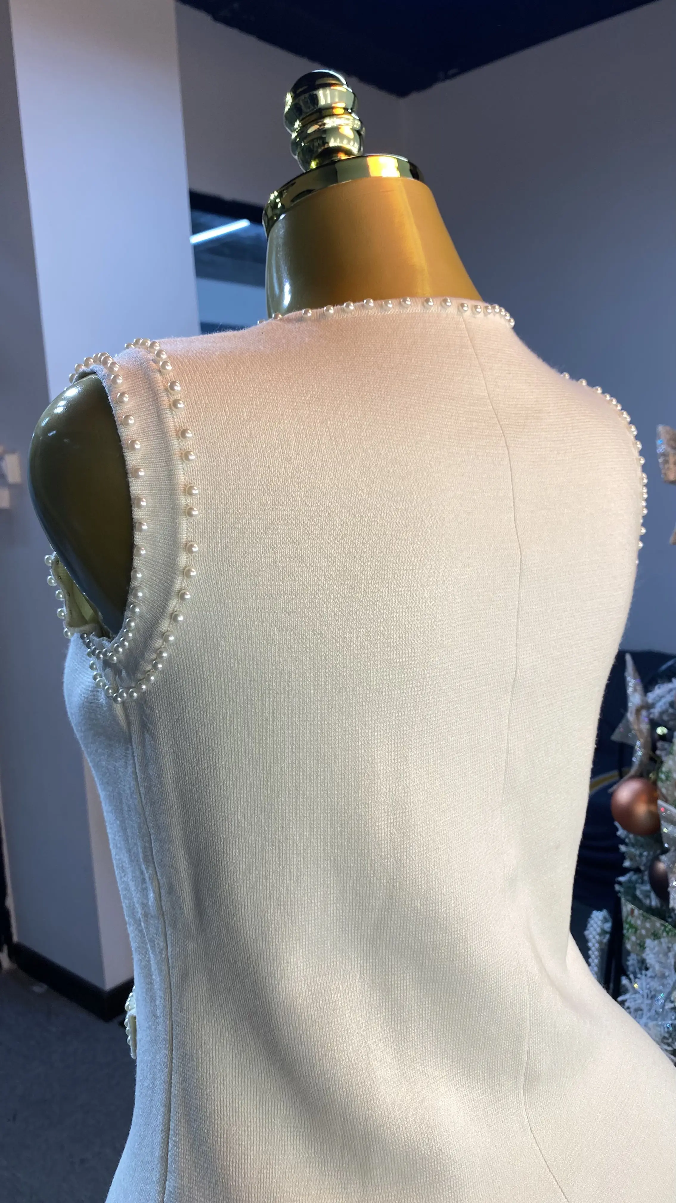 Nowa, elegancka, francuska kamizelka bez rękawów z dzianiny, zdobiona koralikami, dla kobiet, na lato, casualowa, luksusowa i prosta - GZXX305