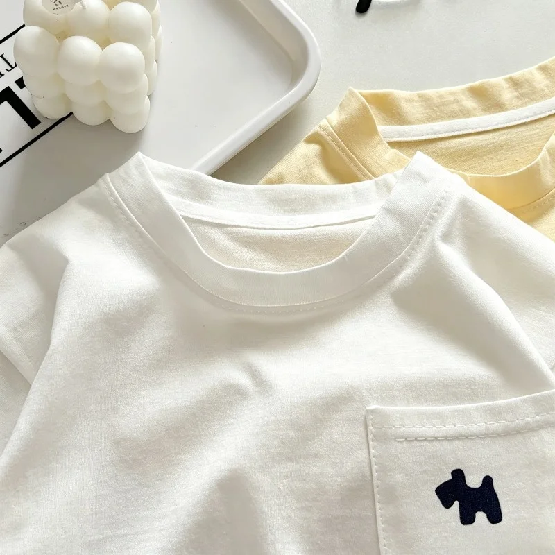 Children's Soft Cotton T-shirt Cotton Boys Summer Baby Boys and Girls New Clothing Girls Loose Casual Blouse Half-sleeved image 5