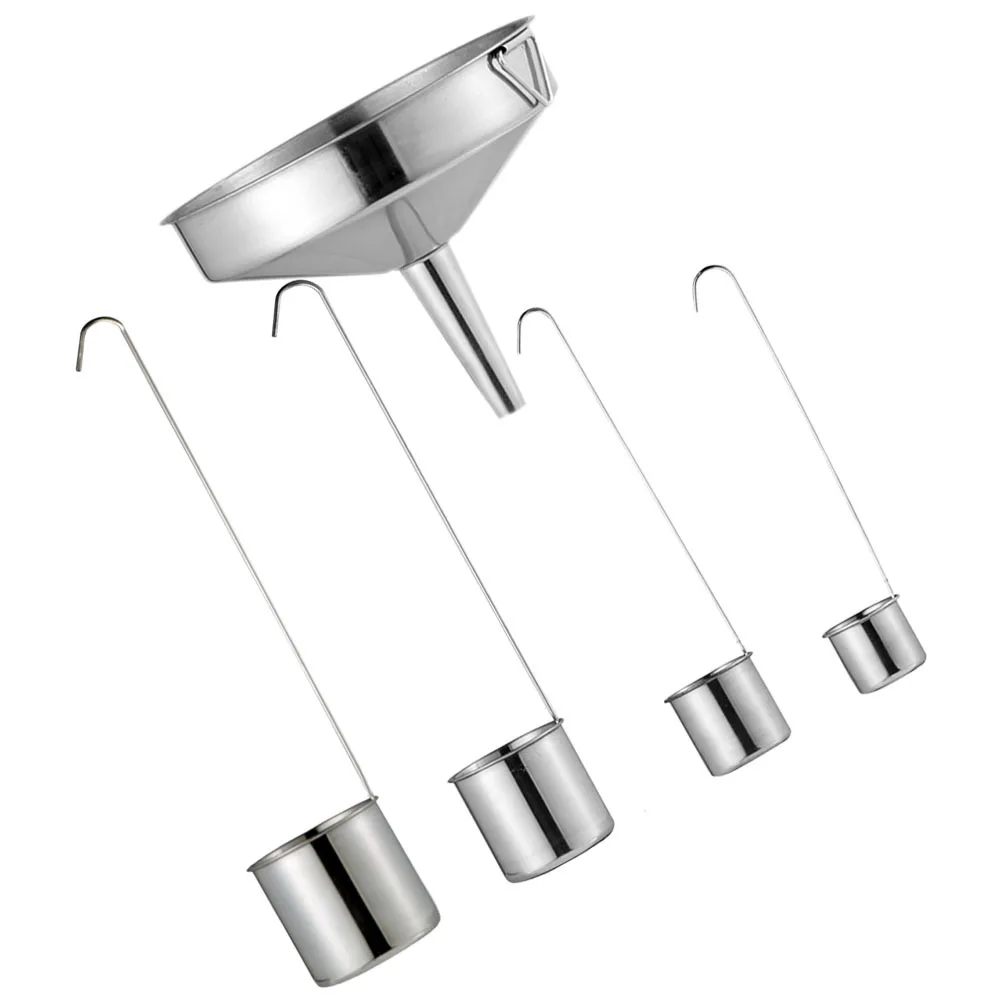 

1 Set Stainless Steel Funnel With Ladle For Oil Wine Transfer Kitchen Gadget Dipper Spoon Canning Tool Soy Sauce Essential Oil