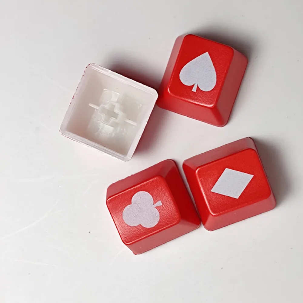 4 قطعة الأحمر ABS keycap شفافة دفع زر غطاء استبدال R4 بوكر مفتاح غطاء لوحة المفاتيح الملحقات
