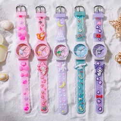 Sanrio 3D Pattern Child Wrist Watch Hello Kitty Cinnamoro Waterproof Quartz Watch Kuromi Cartoon Christmas Watchband Kids Gift