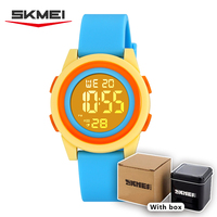 SKMEI Kids Digital LED Black Light Stopwatch Children Watch 50m Waterproof Wristwatches For Boys Girls Clock Alarm Clock 2429