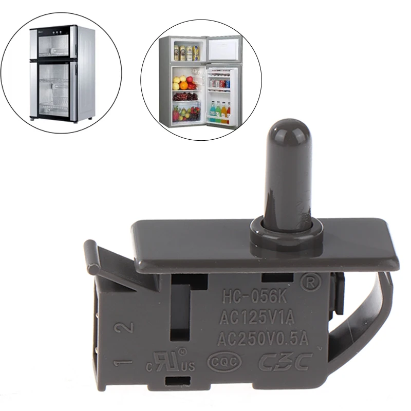 ‥1PCS HC-056K Refrigerator Door Light Control Push Button Switch, Normally Closed Switch for Fridge & Freezer Spare Parts