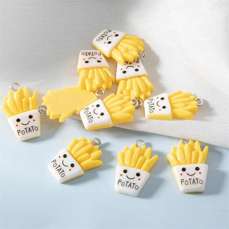 10Pcs Colourful Cartoon Giraffe Charms Simulation French Fries Pendant for DIY Cute Animal Keychain Jewelry Craft Accessories ﻿