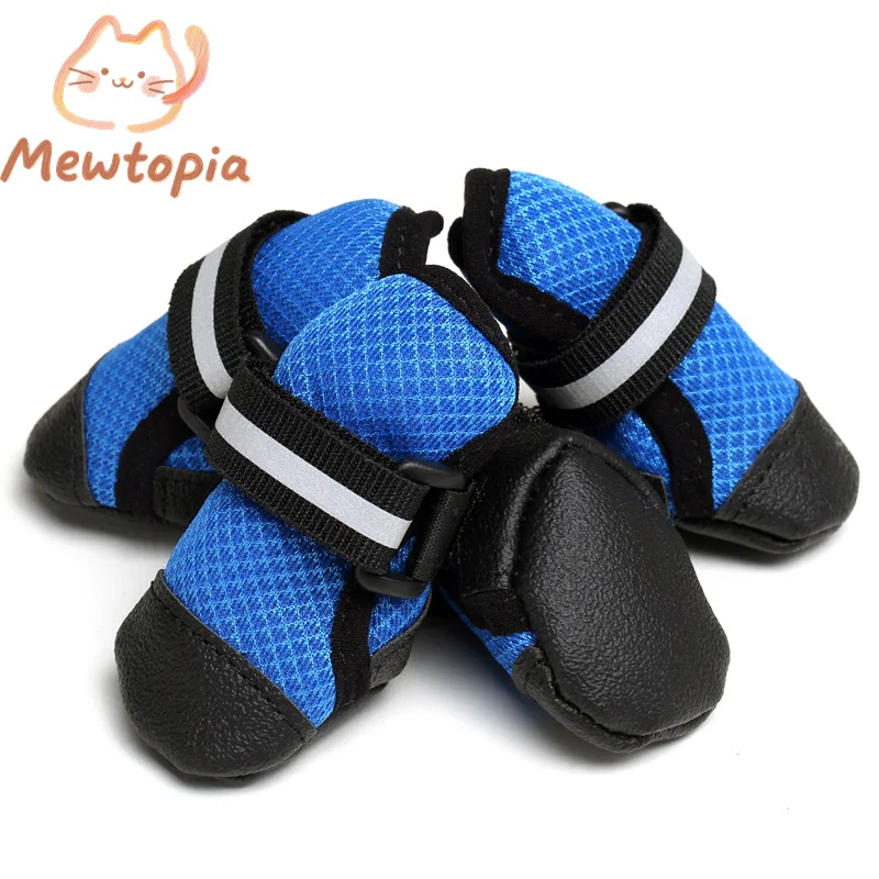 Elastic Straps Breathable Mesh Dog Shoes Four Seasons Universal Paw Protection Lightweight Anti-Detachment Cute Pet Sneakers
