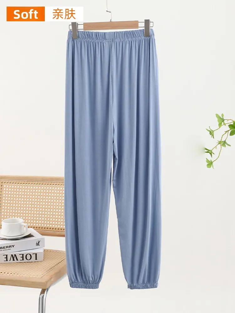 Modal Loose Cuffed Pants Women Spring Summer  Color Casual Thin Home Pants plus Size Outdoor Wear Mosquito Proof