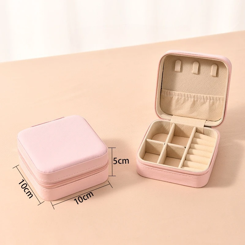 

Portable Mini PU Zipper Jewelry Storage Bag Ring and Jewelry Accessories Travel Multi-functional Compartmental Storage Box