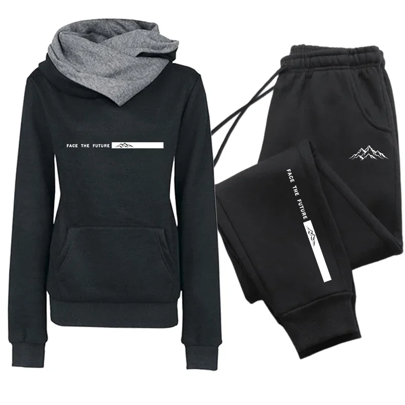 Outdoors Women's Tracksuit Autumn Winter Casual Hoodie Sweatshirts Sweatpants Quality Sports Jogging Clothing Print Streetwear