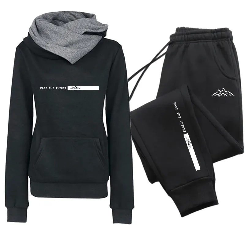 Outdoors Women's Tracksuit Autumn Winter Casual Hoodie Sweatshirts Sweatpants Quality Sports Jogging Clothing Print Streetwear
