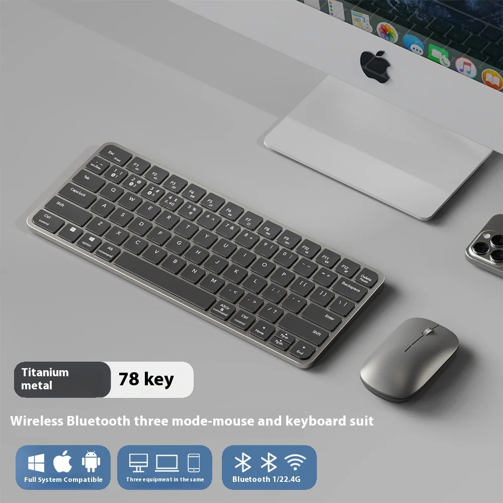 

Portable Light and Thin Bluetooth Keyboard 2.4G+Dual Bluetooth Tri-Mode Rechargeable Mute Wireless Keyboard apply Xiaomi Laptops