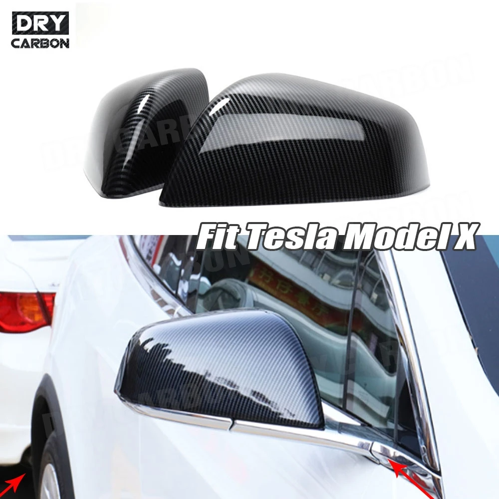 

Dry Carbon Fiber Material Mirror Cover For Tesla Model X SUV 2020 ABS Carbon Look Mirror Covers Car Accessories