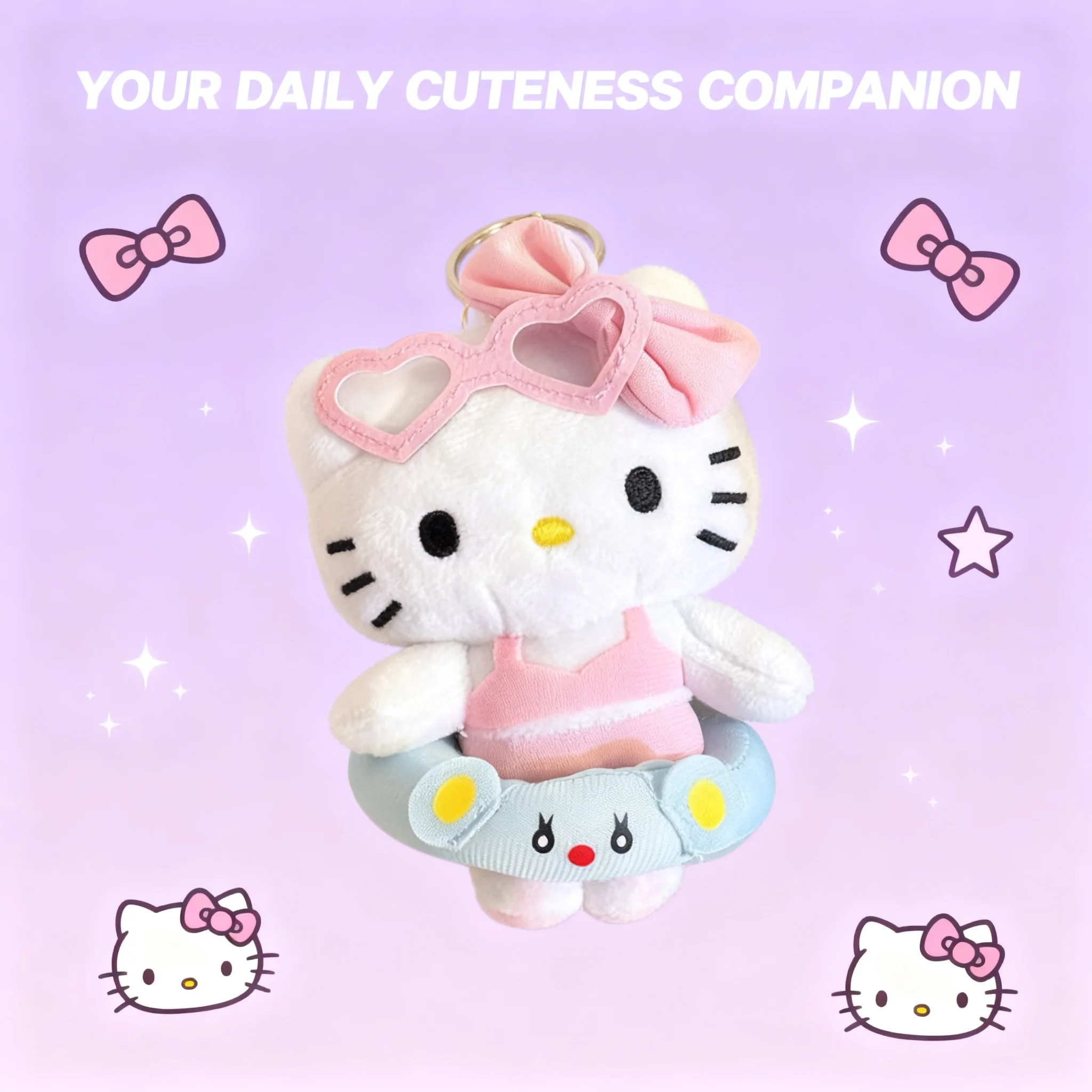 Cute Hello Kitty Plush Keychain Kawaii Backpack Hanging Charms Keyring Accessories Gift for Girls Kids Birthday Toys view 6
