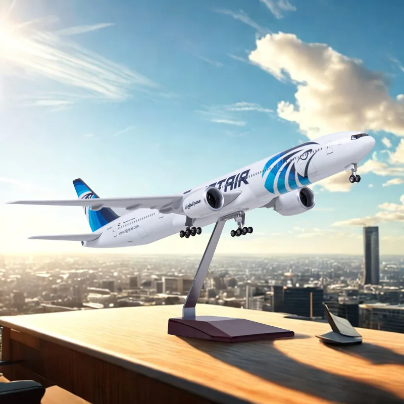 

Resin Plane 47CM 1/157 Scale 777 Aircraft Toy B777 Egypt Air Airlines Diecast Simulation Model W Light and Wheel Landing Gear