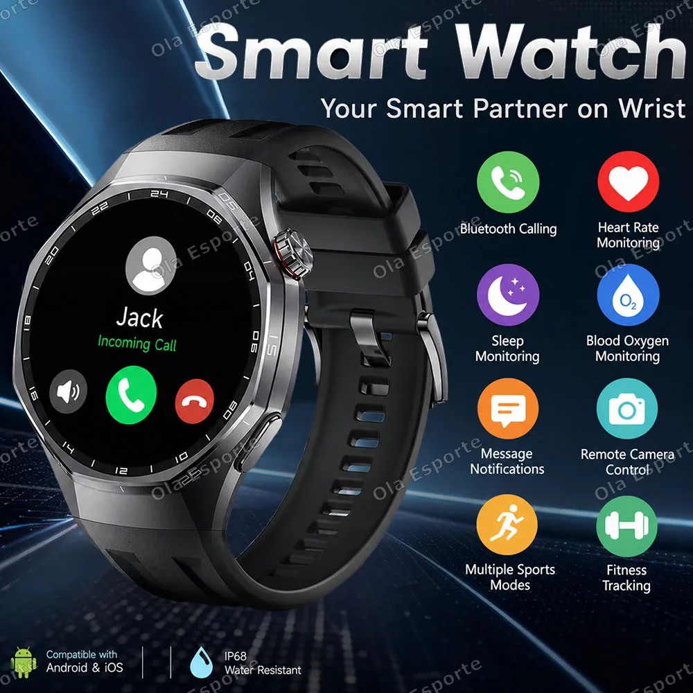 Men's Smart Watch GPS Track AMOLED Display Health Tracking Bluetooth Calling Voice Assistant Waterproof Sports Smartwatch H10