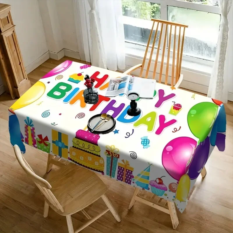 One vivid birthday tablecloth - with colorful balloons and party decorations, made of durable polyester materialxzj