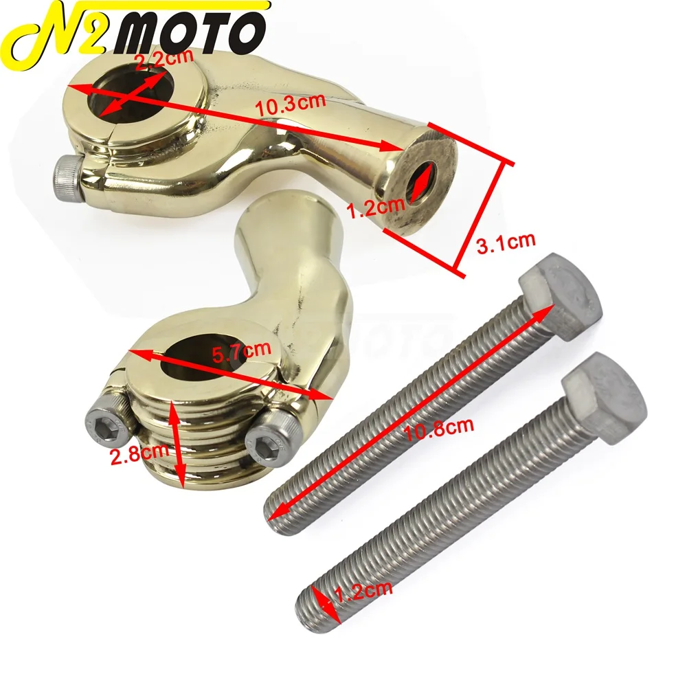 Solid Brass Motorcycles Old School Bent Finned 2-5/8\